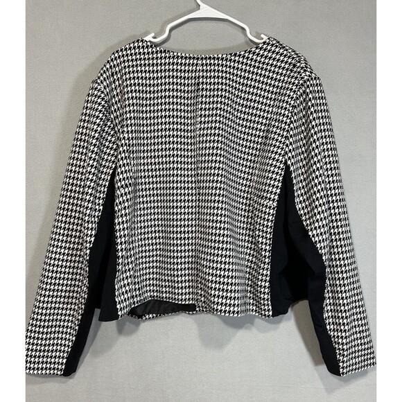 Lane Bryant Blazer Jacket Womens 28 Black White Houndstooth Asymmetric Zip - Picture 3 of 6